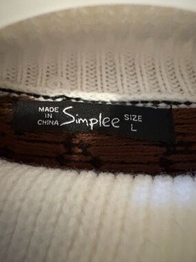 Simplee Apparel White and Brown Long Sleeve Dress